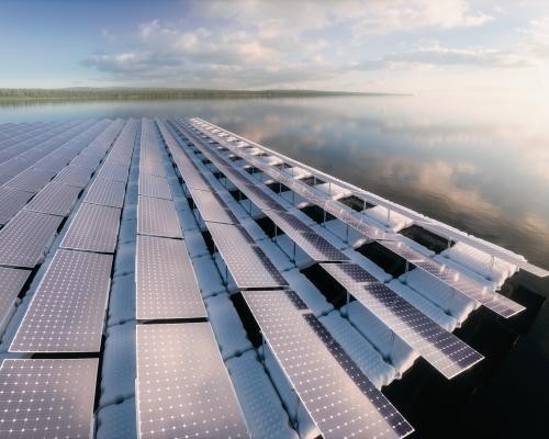 Das Foto zeigt Solarmodule auf einem See. Foto: mals / Adobe Stock