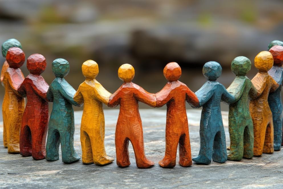 Fachkräfte Das Foto zeigt eine Skulptur aus mehreren Menschen.