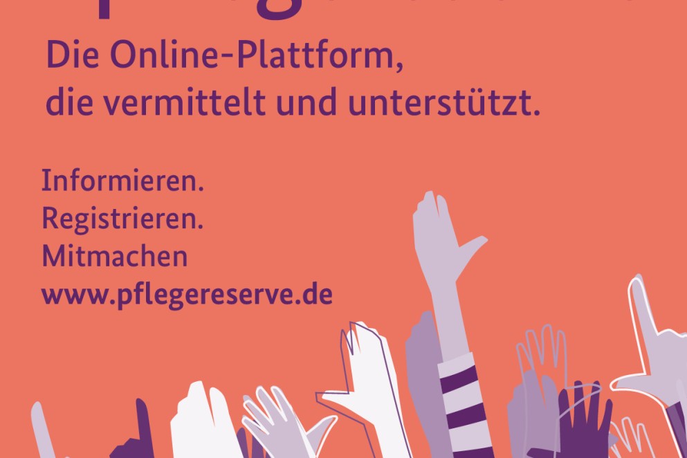 Das Foto zeigt das Logo der #pflegereserve - Die Online-Plattform, die vermittelt und unterstützt